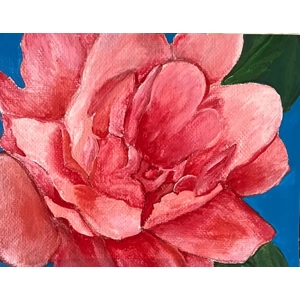 Pink Peony Floral Painting Print 8x10