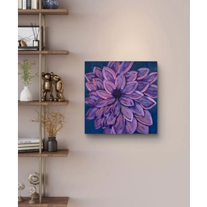 Purple Pink dahlia floral painting on 14x14 canvas