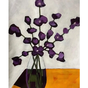 Delphiniums II Floral Painting on 9x12 Art Paper Not Framed