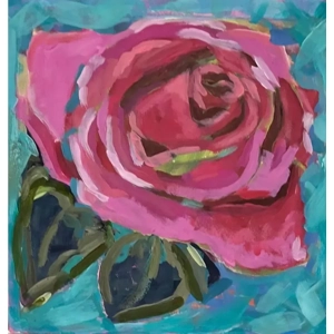 Rose Floral Painting on  Art Paper 8x8 Not Framed