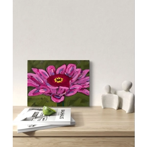 Pink Zinnia Floral  Painting on 8x10 Canvas