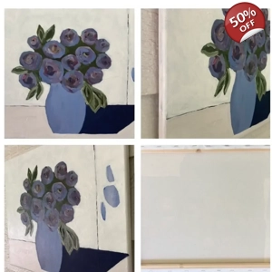Purple Roses Floral Painting in a vase on 16x20 Canvas