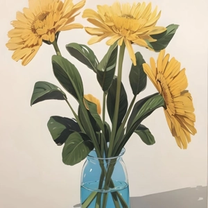 Blue Vase Yellow Flowers 8x10 Print
