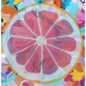 Sliced Pink Fruit Abstract-8x8-Print-Wall Art-UnFramed