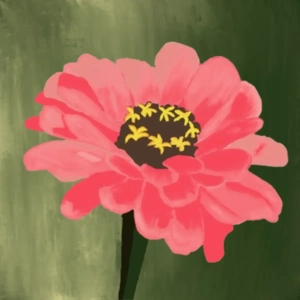 Zinna Painting 8x8 Floral art Print Unframed