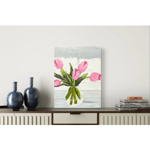 Hand Painted Pink Tulips on Cradled Wood