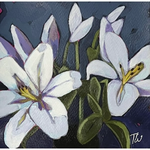 White Lily Painting 8x8 Art Paper Not Framed
