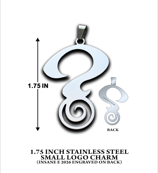 1.75" SMALL Insane E Question Mark Logo Stainless Steel Charm