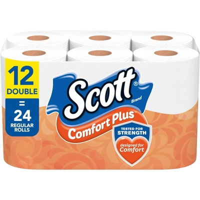 12 Pack DOUBLE Scott ComfortPlus Toilet Paper