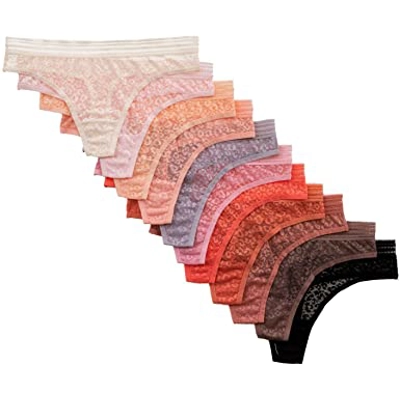 Womens Lace Thong Assorted Color 12 Pack