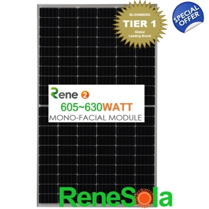 605-620W RENE SOLA Tier1 Mono Crystalline Solar Panel -