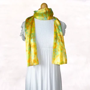 Yellow And Teal Design Dressed Scarf
