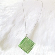 Green Glass fused Pendant Necklace