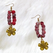 Red Gold Pendant Earrings