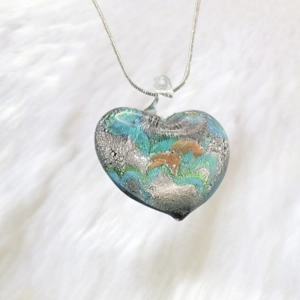 Mixed Fused Love Heart Pendant Necklace