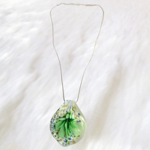 Unique Art Glass Flower Pendant Gift