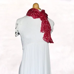 Red & White Chiffon Scarf