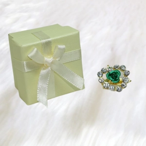 Green Flower Diamante Brooch
