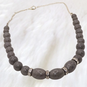Silver Dark Grey Necklace With Sparkle