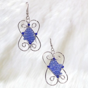 Silver And Blue Drop Down Earrings