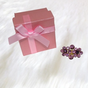 Purple Sparkle Double Flower Diamante Brooch