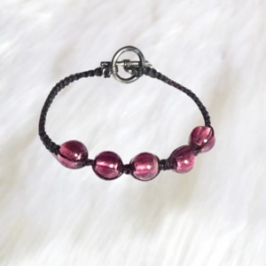 Glass Purple Macrame Bracelet