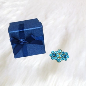 Blue Sparkle Double Flower Diamante Brooch