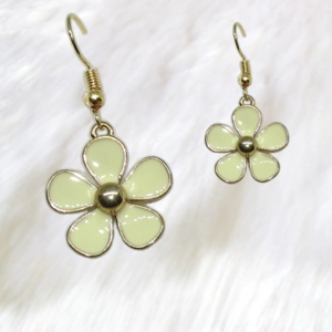 Flower Pendant Gold Earrings