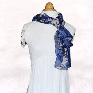 Blue & White Dressed Scarf