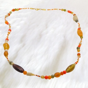 Mixed stone and glass bead necklace
