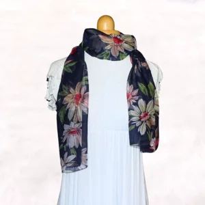 Navy Flower Scarf