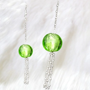 Green Fused Glass Earrings