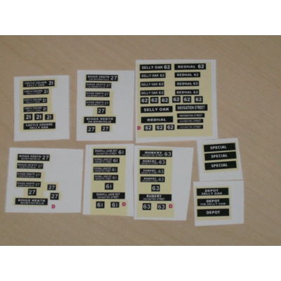 Set 9 Birmingham Destination Blinds 1/76th 00 Scale