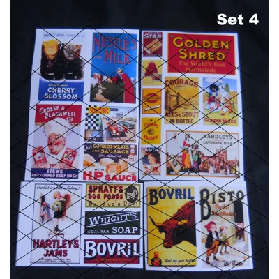 Set 4 Model Scenery Self Adhesive Billboard Hoarding Poster Adverts
