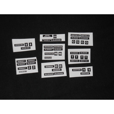 Oldham Model Bus Destination Blinds 1/76th Scale