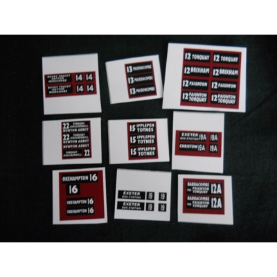 Set 2 Devon General Bus Destination Blinds 1.76th/00 Scale