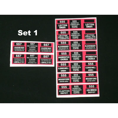 Set 1 London Transport Trolleybus Destination Blinds 1.76th/00 Scale