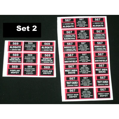 Set 2 London Transport Trolleybus Destination Blinds 1.76th/00 Scale