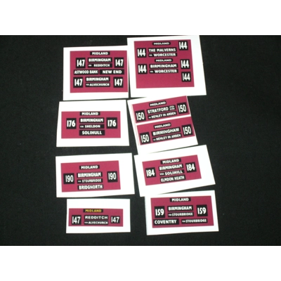 Set 3 Midland Red Bus Destination Blinds 1.76th/00 Scale
