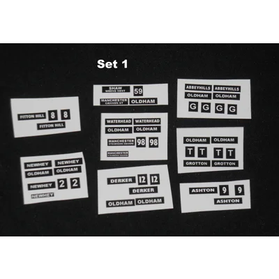 Set 1  Oldham Model Bus Destination Blinds 1/76th Scale