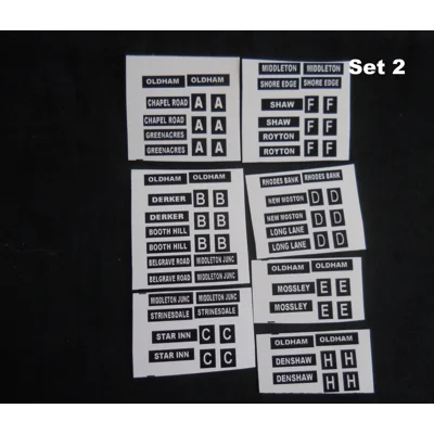 Set 2 Oldham Destination Blinds 1/76th Scale