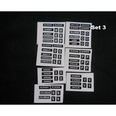 Set 3 Oldham Destination Blinds 1/76th Scale