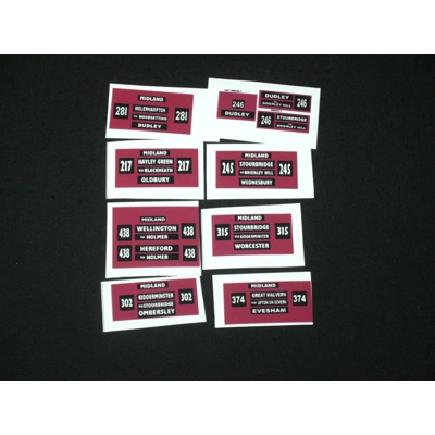 Set 8 Midland Red Destination Blinds 1.76th/00 Scale