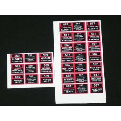 Set 2 London Transport Trolleybus Destination Blinds 1.76th/00 Scale