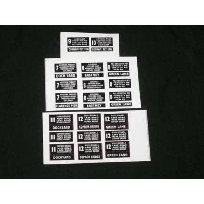 Set 2 Portsmouth Trolleybus Destination Blinds 1,76th/00 Scale