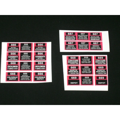 Set 4 London Transport Trolleybus Destination Blinds 1.76th/00 Scale