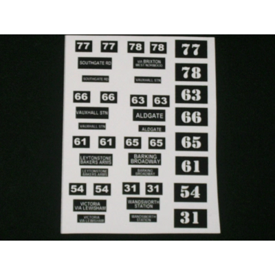 Set 3 Mixed London Tram Destination Blinds/ Route Numbers 1.76th/00 Scale