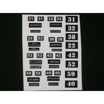 Set 2 Mixed London Tram Destination Blinds/ Route Numbers 1.76th/00 Scale