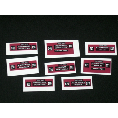 Set 9 Midland Red Destination Blinds 1.76th/00 Scale