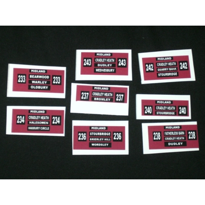 Set 6 Midland Red Destination Blinds 1.76th/00 Scale